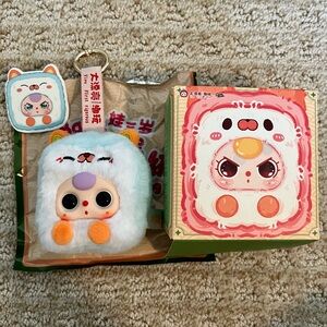 New Baby Three Little Mahjong Plush Keychain blue & white Huhu Tile Seven BB3